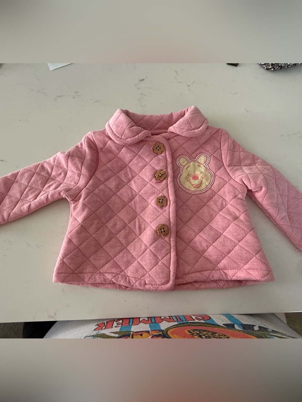 Disney Pink Quilted Baby Jacket with Pooh Patch